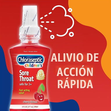 Children's Chloraseptic Spray Antiflamatorio para el dolor de garganta para niños Alivio inmediato para gripe resfriado - 2/2