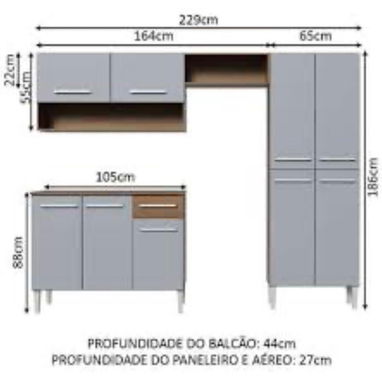 Mueble de cocina 3/1 gris importado nuevo en caja - Img 122689920