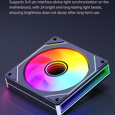 Ventilador PC 120mm SNOWMAN 🌈💻 ARGB con efecto espejo infinito, flujo de aire inverso silencioso 16dBA, 5V PWM - 6/9