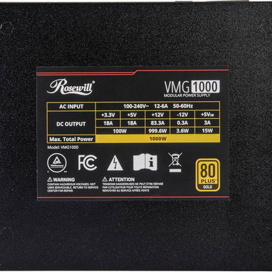 Fuente de alimentación completamente modular Rosewill VMG 1000W 80+ Gold, compatible con ATX 3.0 y 3.1, 52815418 - Img 118429982