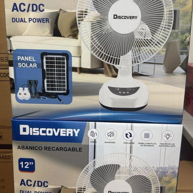 VENTILADOR / RECARGABLE / TRAE PANEL SOLAR / BATERIA DURADERA / POTENTE Y DURADERO / FAN / AIRE / FRESCO / - Img 98687775