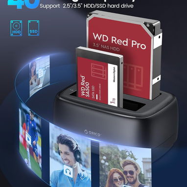 ORICO Dockin para disco duro de doble bahía USB 3.0 a SATA III para disco duro de 3.5 pulgadas máx. hasta 40 tb new - 4/8