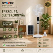Ventilador Solar Recargable STAVEL 16” ✔ Hasta 15 horas de duración ✔ Carga solar y USB ✔ Luz LED integrada ✔ Bajo co - Img 55576104