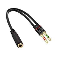 Adaptador cable divisor de micrófono y audio para pc de 3.5mm con 2 plugs macho y 1 plug hembra - Img 57086990