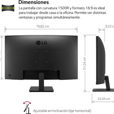 Monitor LG 32MR50C-B 32" FHD 5MS CURVO NEGRO HDMI X2 VGA REGULABLE *PRECIO: 250 USD* - Img 119643154