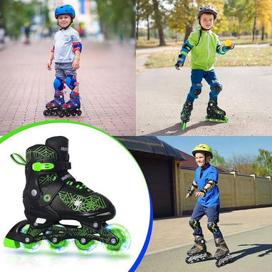 🛼 Patines en Línea Ajustables para Niños – Negros y Verdes 🛼 - 5/5