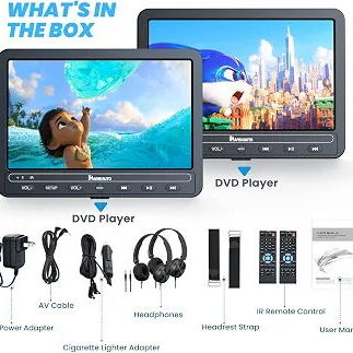 🚗📀 ¡Entretenimiento para todo el viaje! 🎬  Reproductor  Portátil Dual de 10.5" ✅ Dos pantallas de 10 - 4/6