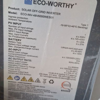 Inversor Eco Worthy 6kw, Split-phase, 110-220v, Nuevo en caja - 2/2