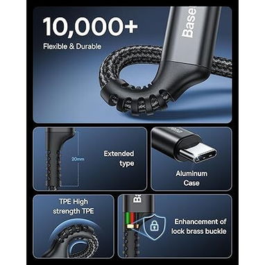 ⚡ CABLE BASEUS USB-A A USB-C 100W RETRÁCTIL, NYLON REFORZADO, CARGA RÁPIDA – ENVÍO DISPONIBLE HABANA + GARANTIA 7 DIAS - Img 102016441