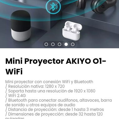 Mini Proyector AKIYO O1-WiFi. Distancia de proyección: desde 1 hasta 3 metros - Img 113391957