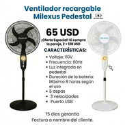 Ventilador Recargable Milexus de Pedestal - Img 55764266