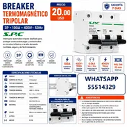 BREAKER TERMOMAGNÉTICO TRIPOLAR 100A SPC, ENTREGA DE FACTURA. VARIEDAD DE PROTECTORES DE VOLTAJE Y BREAKERS, ETC - Img 56808352