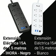 Extensión eléctrica 15A de 1.5 metros - 1HORA - Negra y Blanca 25usd - Img 54137433