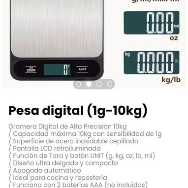 Pesa digital (1g-10kg). Gramera Digital de Alta Precisión 10kg - Img 118902161