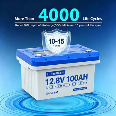 Batería Anern de ciclo profundo LiFePO4 de 12.8V 100A 1280WH - 3/8