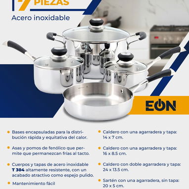 Juego de Calderos de 5 Piezas de Aluminio Marca EÒN Y de 7 piezas de acero inoxidable Marca EÒN NUEVOS !!! - Img 114047288