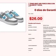 TENIS NIKE AIR FORCE GRIS CON BLANCO Y AZUL VPT#-0319 - Img 55244086