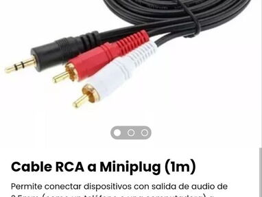 Cable miniplug - RCA* Plug 3.5mm para RCA/ Cable miniplug de 1.5m de largo/ También hay Jack 3.5mm para RCA - Img 62080726
