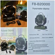 Ventilador recargable F8 + lampara + power bank (LT) - Img 56010303