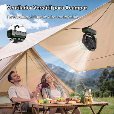 Ventilador recargable portátil FRIZCOL 24000mAh (Hasta 60Hrs uso continuo) Luz LED y mando a distancia, POWER BANK Nuevo - 6/10