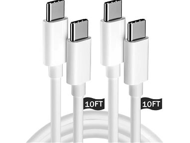 Paquete de 2 cables tipo C a tipo C de 10 pies, USB C a USB C, cable USB C de 60 W, cable de carga rápida compatible con - Img main-image-45735573