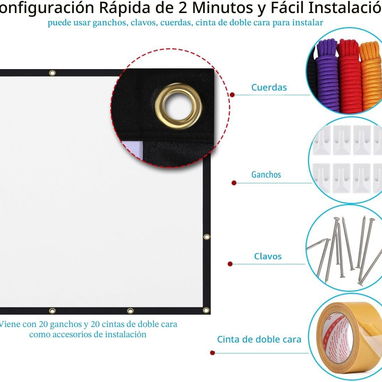 🎬Pantalla plegable para proyector 120"- para transformar cualquier espacio en una auténtica sala de cine🎬🍿 - 3/7