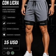 Short largo con licra, short de tela y licra de hombre para gimnasio - Img 55945710