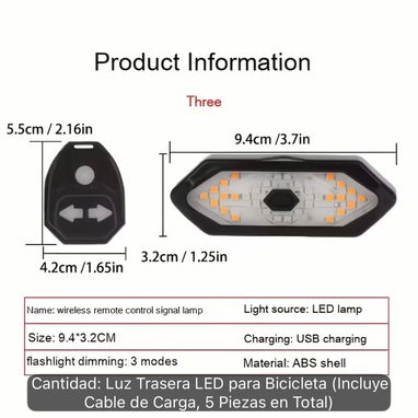 Luces led con intermitente para bicicleta. - 2/3