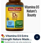 💊 Vitamina D3 Extra Strength Nature Made (5000 IU / 125 mcg) - Img 50190868