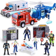 ✅ Combo de rescate: Helicóptero, Camión de bomberos y Ambulancia + 10 figuras ✅ Juguete de niño - Img 45158301