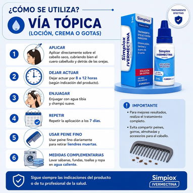 Simpiox® Ivermectina Invermectina Antiparasitario Piojos y liendres liendras Pediculosis Sarna Escabiosis - 3/6