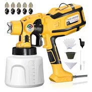 Pistola pulverizadora eléctrica 1200w ‐Vaso 1400ml -  5 boquillas diferentes+Filtros+guantes + embudo + colador.... - Img 55733788