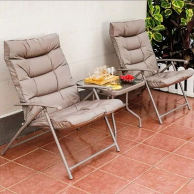 Conjunto de terrazas sao paulo 200 usd  Sillas reclinables acolchonados y mesita de centro - Img 123841339