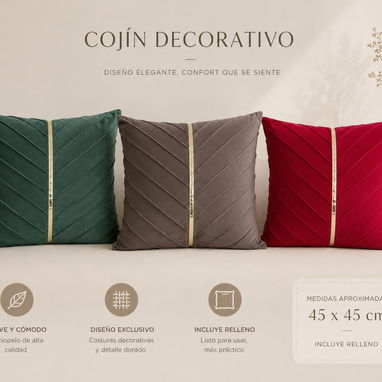 Cojín Decorativo con Relleno | Tela Tipo Terciopelo - 4/5