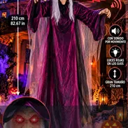 😱 Decoración Haloween 🧙♀️Bruja extragrande de 2.10 m con luces y sonido✨Sugerencia para decoración con luz adicional - Img 57704859
