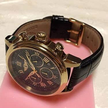 Reloj INVICTA cronógrafo 90242-003 Cuarzo Japonés, Caja 44mm en ORO ROSA y manillas de cuero legítimo negras - Img 126180894