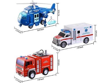 ⭐️JUGUETE Vehículo⭐ COMBO Carros de Rescate . Ambulancia + Bombero + Helicóptero + 10x Figuras Luces. SELLADO!☎️53356088 - Img 65475057