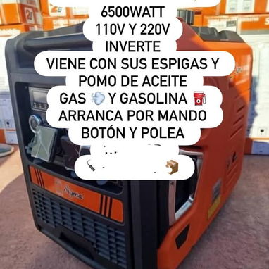 Planta eléctrica silenciosa inverte de gas y gasolina corriente 110-220 volt de 6500 watt nuevas en caja - 2/2