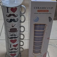 ___ Juego de 6 tazas de café con su organizador de metal - Img 53818673