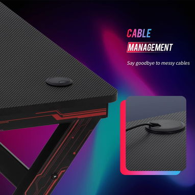 🎮🖥️ MESA GAMING 47" BESTOFFICE FIBRA DE CARBONO ROJA CON PORTAVASOS Y SOPORTE AURICULARES ENVÍO DISPONIBLE* + GARANTÍA - Img 110788042