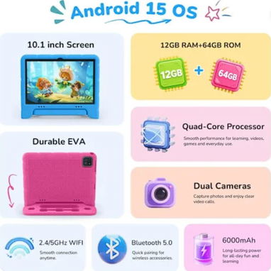 Tablet para niños EDDBNi K10 de 10 pulgadas con Android 15 y control parental - 3/3