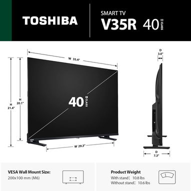 Televisor inteligente LED Full HD de 40 pulgadas de la serie V35 de Toshiba, con control remoto por voz con Alexa 528154 - Img 111277283
