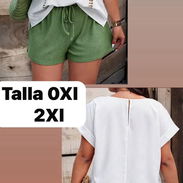 Conjunto de blusa y short color blanco y verde, tallas grandes 0XL y 2XL - Img 57151840