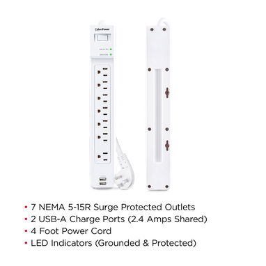 PROTECTOR DE VOLTAJE CYBERPOWER 7 TOMAS 2 USB 2000 JOULES PARA PC TV CONSOLAS ENVÍO DISPONIBLE + GARANTÍA - Img 124125810