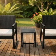 📢 Juegos de muebles para terraza 🖤 de ratan mesa + 2 sillas modernas incluidas. Importados - Img 55742279