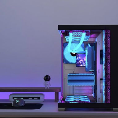 PC CASE ATX 9 PWM ARGB Ventiladores preinstalados, funda de PC para juegos de torre media, carcasa panorámica de vidrio - Img 108724484
