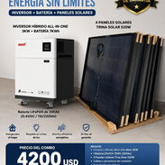 Combo de inversor dos en uno 3kw con batería de 7kw de 110 y 220v y con 4 paneles trina solar de 520w nuevos 0km - Img 57139922