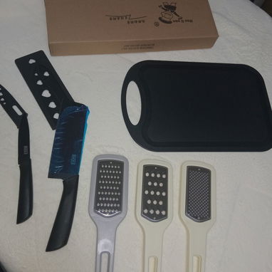 Kit Ralladores Fino Medio Grueso Tabla Cuchillos Negro VPT# - 2/5
