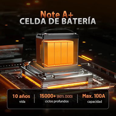 Batería HumsiENK LiFePO4 12V 100Ah Group 24 1280Wh Bluetooth - 5/9