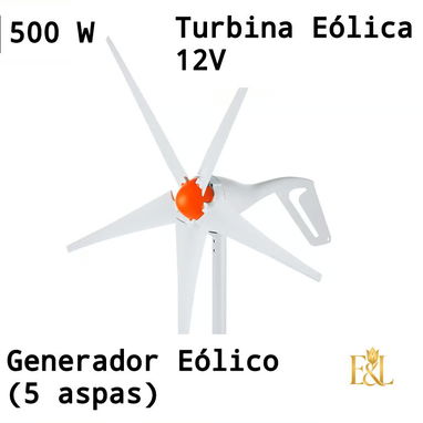 Generador Eólico VEVOR 500W 12V Turbina de Viento 5 Aspas Con Controlador MPPT Kit Con Anemómetro P0691-AV004 - 2/3